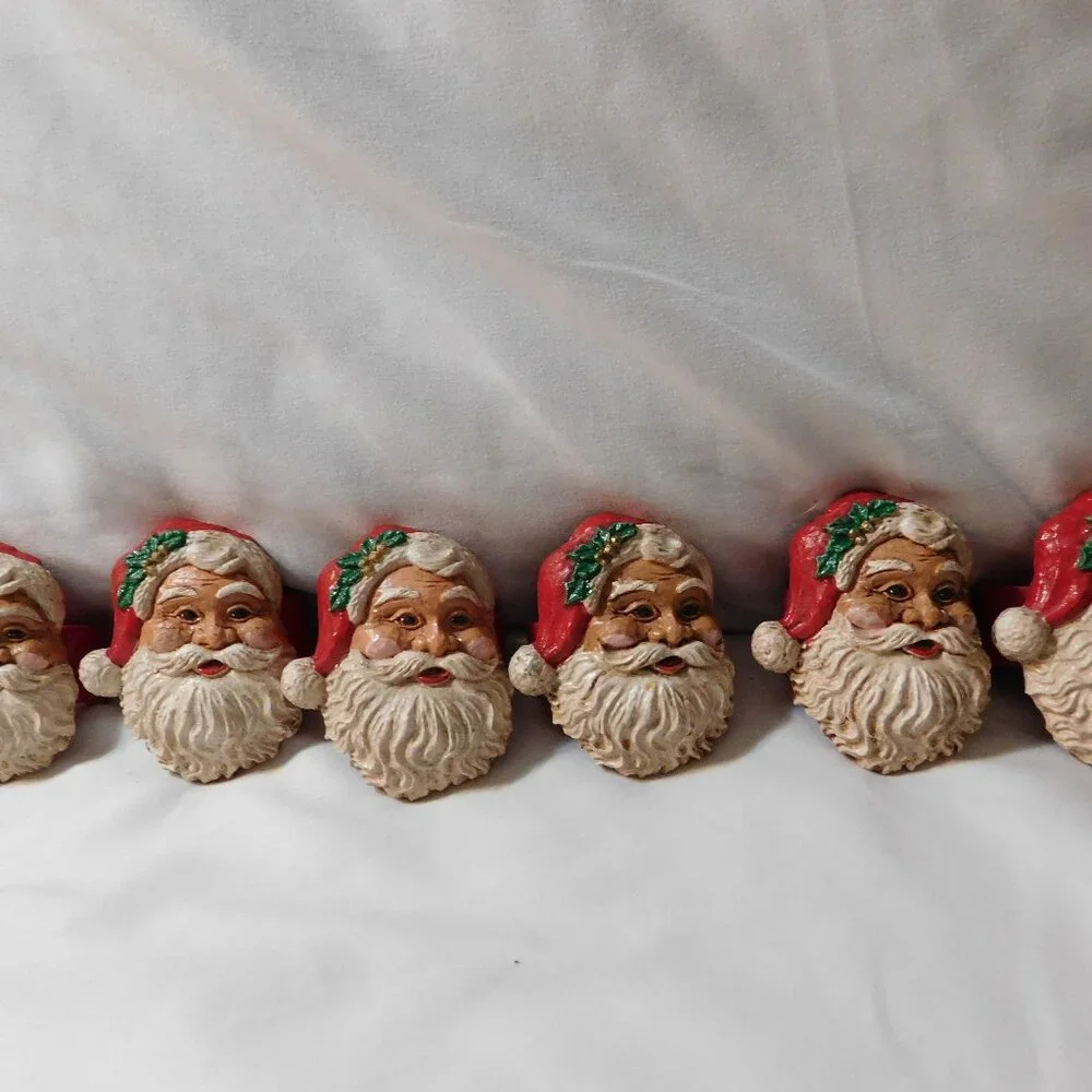 Vintage Santa Claus Christmas Napkin Ring Holders Lot of 6